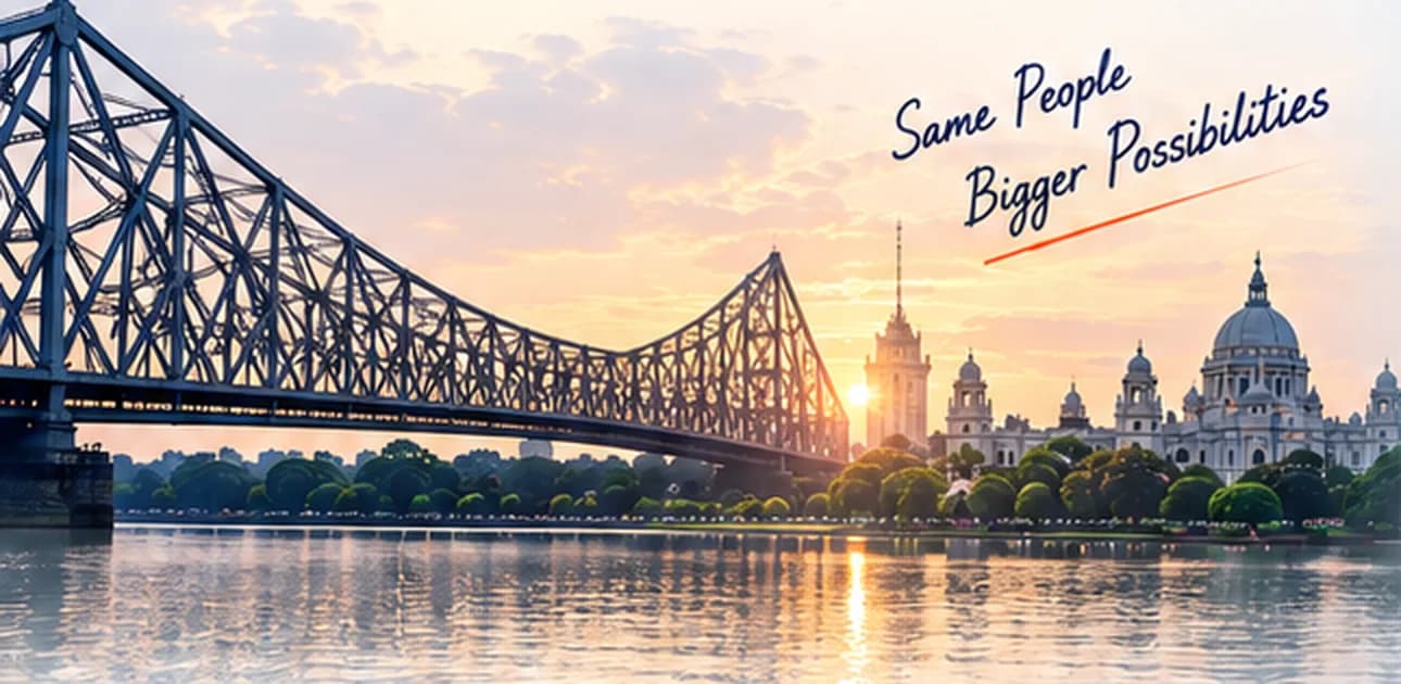 Howrah Bridge and Victoria Memorial at sunrise