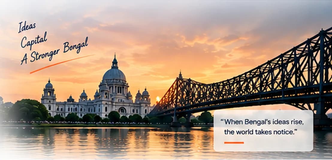Victoria Memorial and Howrah Bridge at sunset