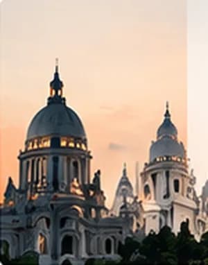 Victoria Memorial domes at dusk
