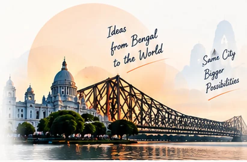 Howrah Bridge and Victoria Memorial at sunrise